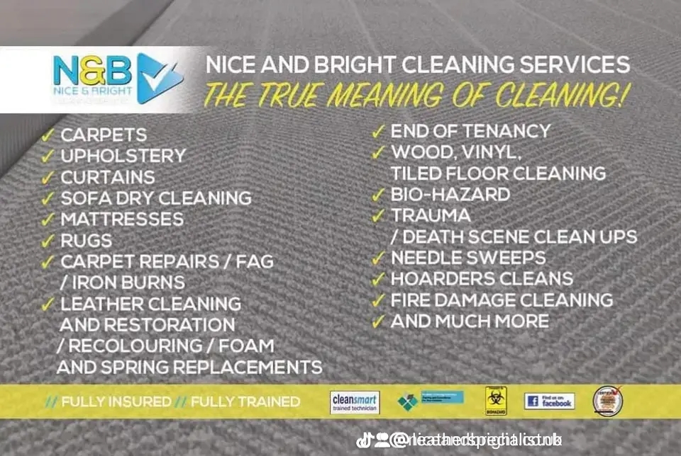 Services we offer at Nice and Bright Cleaning Services